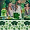 St Patricks Tablecloth for Rectangle Tables, 3 Pack Disposable Plastic 54&#x22; x 108&#x22; St Patricks Day Decorations, Shamrock Patterned Spring St Patricks Party Table Cloth for Dining Room Kitchen Decor
